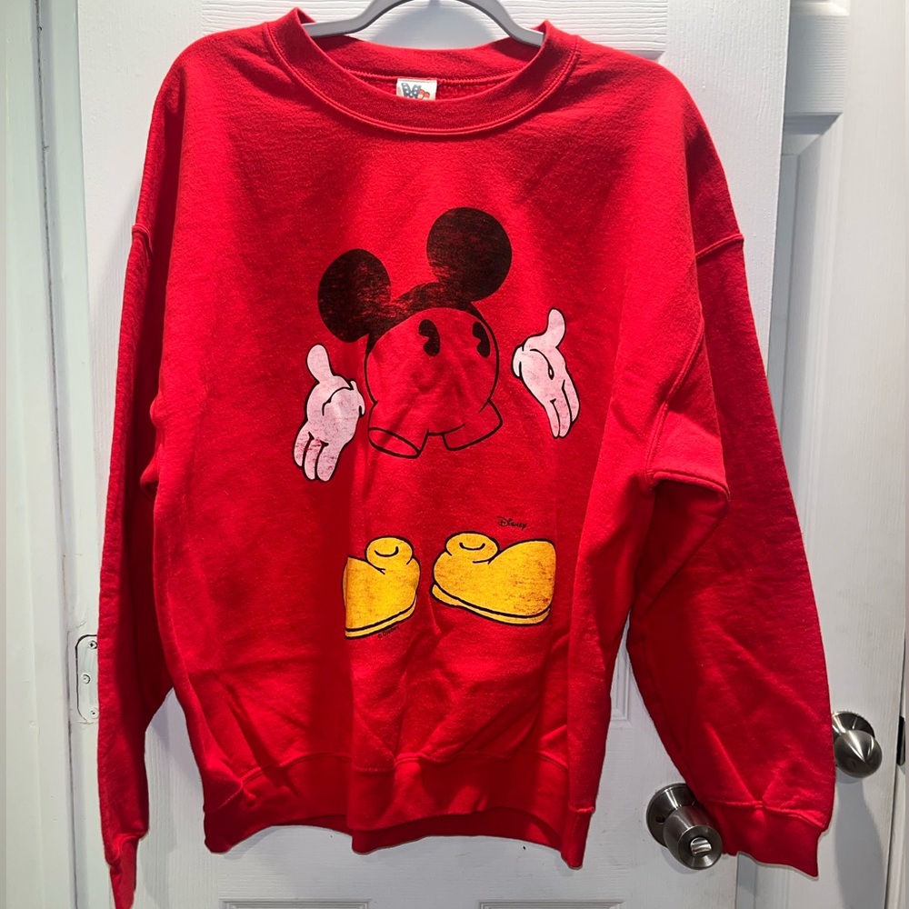Vintage Disney Mickey Mouse Sweatshirt Red Graphic Crewneck USA 90s Oversized